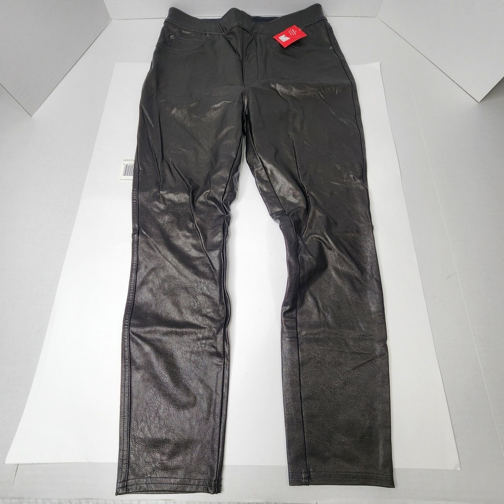 Spanx Leather Like Ankle Skinny Medium Petite Luxe Noir Faux Vegan Pull-on NWT